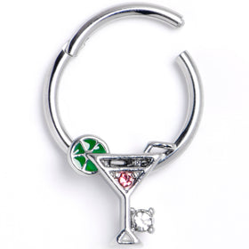 16G 3/8 Clear Pink Gem Cocktail Hour Hinged Segment Ring