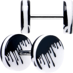16G White Black Drip Acrylic Cheater Plug Set