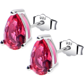 5mm CZ Pear 925 Sterling Silver July Birthstone Stud Earrings