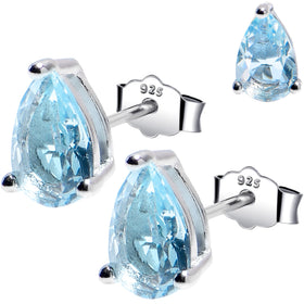 5mm CZ Pear 925 Sterling Silver March Birthstone Stud Earrings