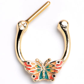 16G 5/16 Gold Tone Sunrise Butterfly Cartilage Clicker