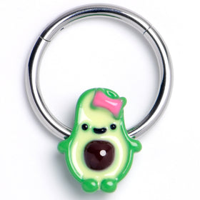 16G 3/8 Cutie Avocado Hinged Segment Ring