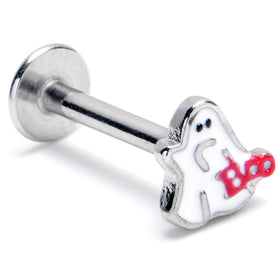 16G 5/16 Boo Ghost Red White Halloween Labret Monroe Tragus