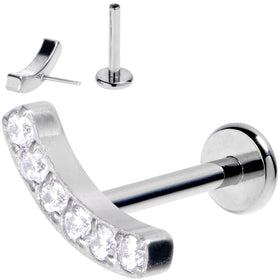 16G 5/16 Clear Gem Arc Grade 23 Titanium Threadless Push In Labret Tragus