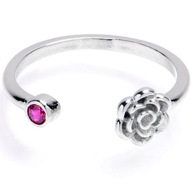 Pink Gem Flower Adjustable Toe Ring