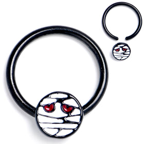 16G 5/16 Black Halloween Mummy BCR Captive Ring