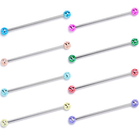 14G Zigzag Multicolor Ends Industrial Barbell 38mm Set of 8