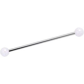 14G Shimmer White Ends Industrial Barbell 38mm