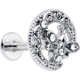 16G 5/16 Clear Gem Lunar Dragonfly Internally Threaded Labret Tragus