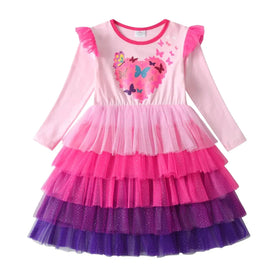 VIKITA Winter Long Sleeve Cotton Dress for Girls 12T Pink LH2311