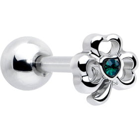 16G 5/16 Green Gem Heart Shamrock St Patricks Cartilage Earring