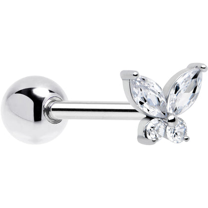 BodyCandy Clear CZ Gem Open Wing Butterfly Barbell Tongue Ring — main product shot