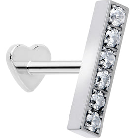 18G 1/4 Clear Gem Implant Grade Titanium Threadless Bar Reversible Flatback Stud