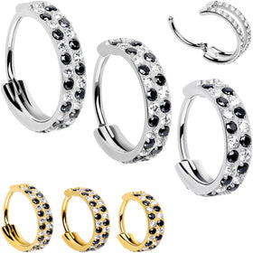 20G CZ Double Row Checkerboard Implant Grade Titanium Nose Hoop
