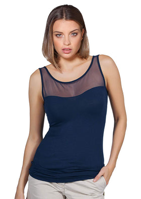 EGI Luxury Modal Women's Tulle Tank Top. Proudly Made in Italy (1305)