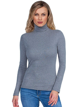 BASIC COTTON Free Spirit Premium Quality 100% Brushed Cotton Women's Turtleneck Top.Made in Italy (655)