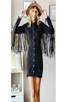 Pretty Little Patriot Fringe Western Black Mini Dress