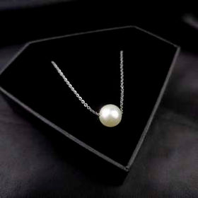 Stainless Steel Chain Necklace Minimalist Pearl Pendant Necklace