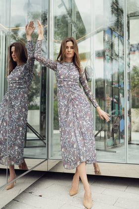 profile-nyc YULIA SHIRRED DRESS IN PAISLEY PRINT