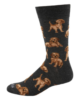 Mens - Happy Puppies Bamboo Crew Socks