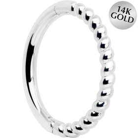 14k Solid White Gold Hinged Segment Ring Forward Facing Twisted 18G 5/16