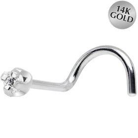 Solid 14k Wt. Gold .01 Carat Genuine Diamond Nose Ring