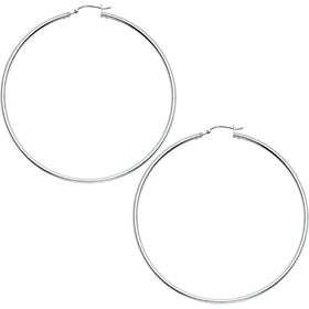 925 Sterling Silver 2 Inch Hoop Earrings