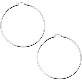 925 Sterling Silver 2 1/2 Inch Hoop Earrings