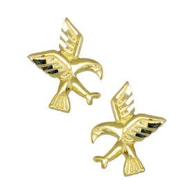 14k Yellow Gold Flying Birds Stud Earrings