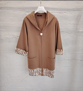 Animal Print Hooded Cardigan