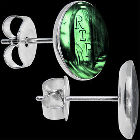 RIP Tombstone Glow in the Dark Stud Earrings
