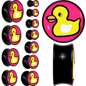 Black Acrylic Yellow Ducky Double Flare Plug Set by Onyx O
