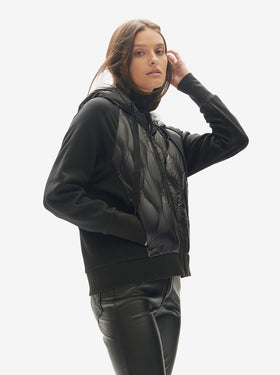 Down Zip Hoodie - Black
