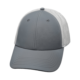 Blank 6 Panel Hat — Shallow Fit / Pony Tail / Gray / White (Unisex)