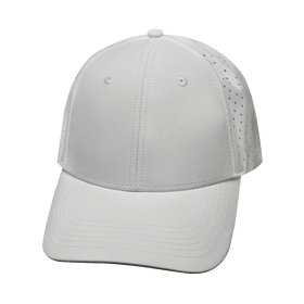 Blank 6 Panel Hat — Shallow Fit / Pony Tail / White (Unisex)- Laser Mesh