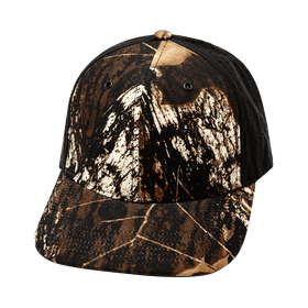 Blank 6 Panel Hat — Natural Tree Camo / Black (Unisex)