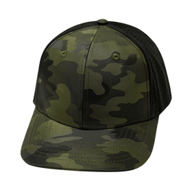 Blank 6 Panel Hat — Green Camo / Black (Unisex)