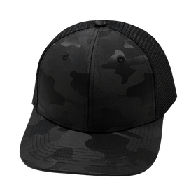 Blank 6 Panel Hat — Black Camo / Black (Unisex) Trucker Mesh