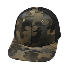 Blank 6 Panel Hat — Tan Camo / Black (Unisex)