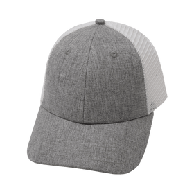 Blank 6 Panel Hat — Shallow Fit / Gray / White (Unisex) Trucker Mesh