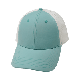 Blank 6 Panel Hat — Shallow Fit / Pony Tail / Mint Green / White (Unisex) -…