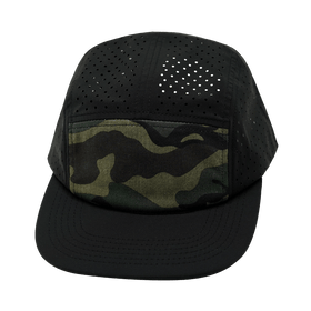 Blank 5 Panel Hat — Sporty / Unstructured / Black / Camo (Unisex)