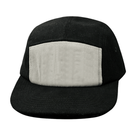 Blank 5 Panel Hat — Corduroy Unstructured / Black / Gray (Unisex)