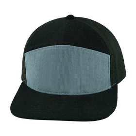 Blank 7 Panel Hat — Corduroy Black / Gray Blue (Unisex)