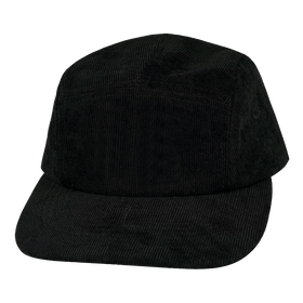 Blank 5 Panel Hat — Corduroy Unstructured / Black (Unisex) / Full Fabric