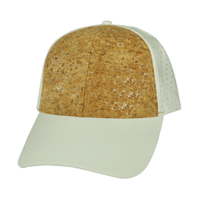 Blank 6 Panel Hat — Cork Shallow Fit / Pony Tail / White (Unisex)