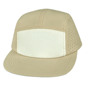 Blank 5 Panel Hat — Sporty / Unstructured / Sand / White (Unisex)