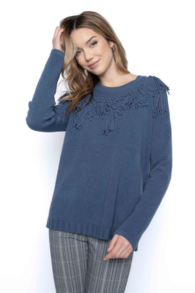 Women’s decorated neckline sweater