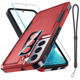Samsung Galaxy S22 Rugged Full-Body Case with Screen & Lens Protector - Red