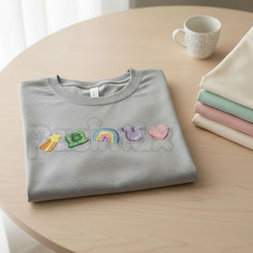 Embroidered Lucky Charm Sweatshirt – St. Patrick’s Day Shamrock & Rainbow Crewneck